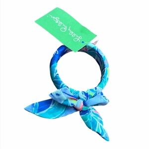 Lilly Pulitzer fabric wrapped bangle in Bennett blue celestial seas NWT